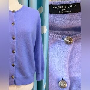 Valerie Steven's cashmere purple cardigan. PL